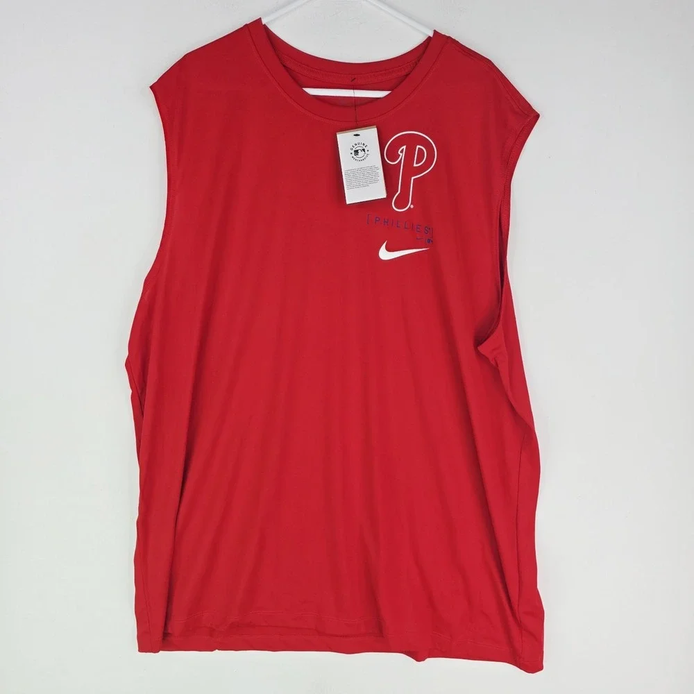 Philadelphia Phillies Nike Baseball Tee Men's Sz 3XL Red Dri-Fit Tank‎ Top Shirt